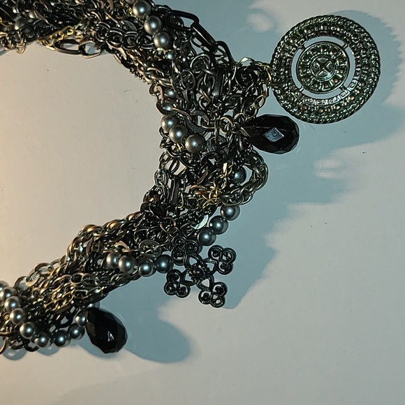 Fun and funky rocker chic punk statement chain and charm layered necklace - Picture 5 of 7